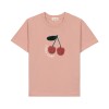 Roze t-shirt met kersje - T-shirt jersey cherry peach